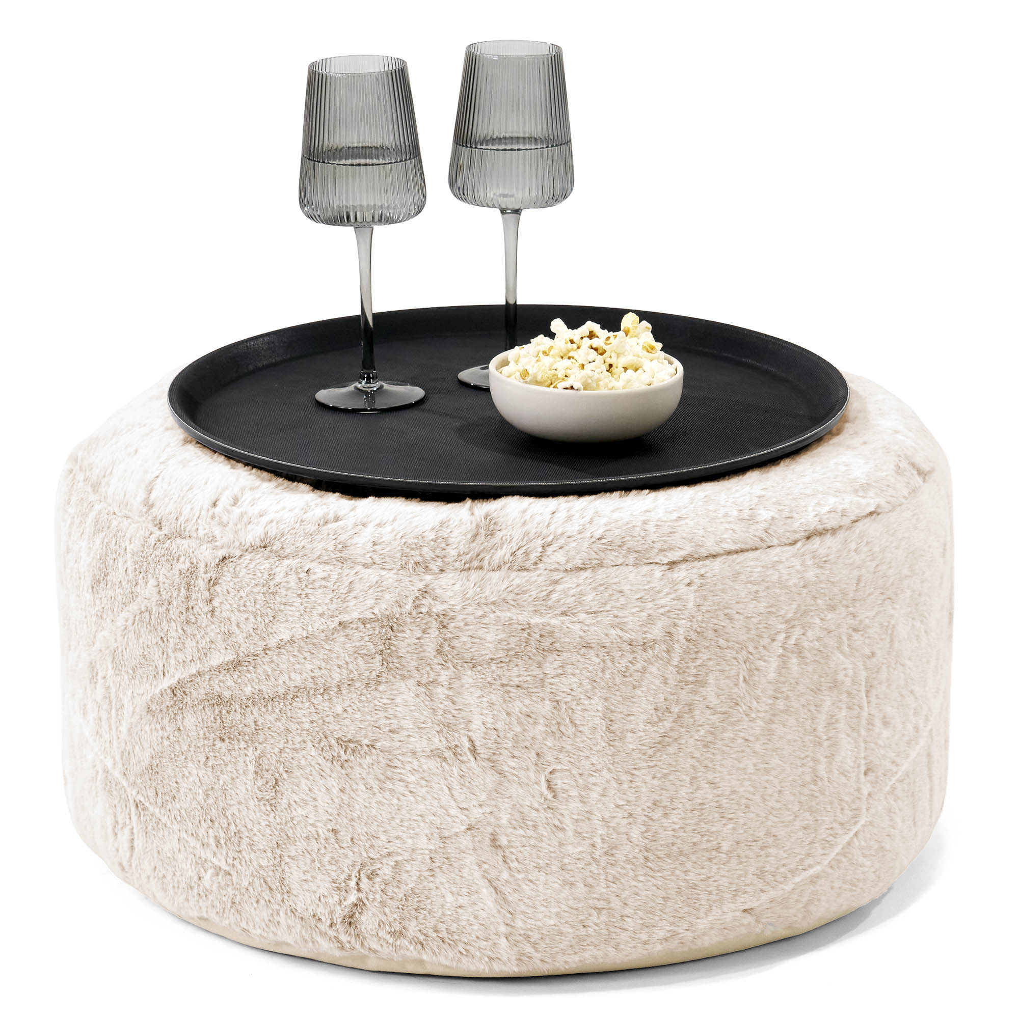 Tray Top Ottoman Pouf